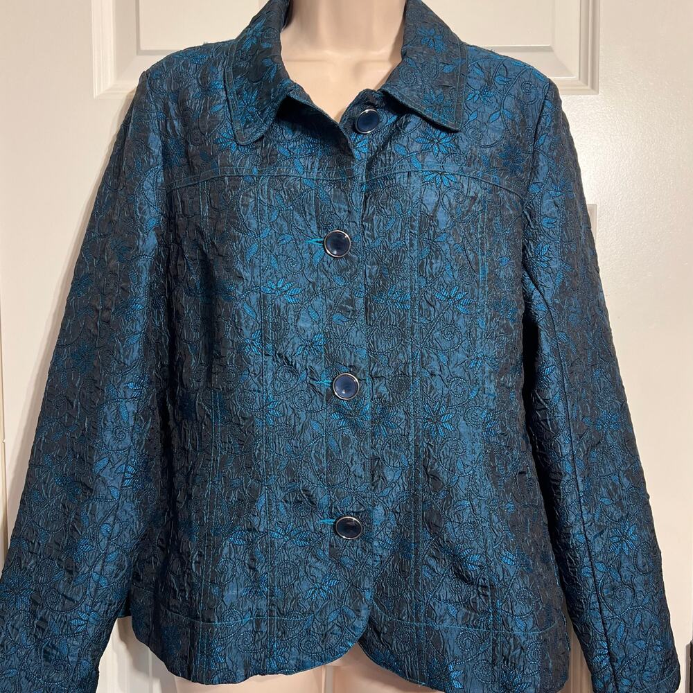 Vintage Erin London Blue Turquoise Blazer, Women's Size S